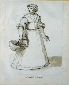 A kitchen maid (pen & ink on paper) بواسطة إنيجو جونز