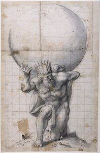 Atlas: back shutter or scene of relieve (pen & ink on paper) بواسطة إنيجو جونز