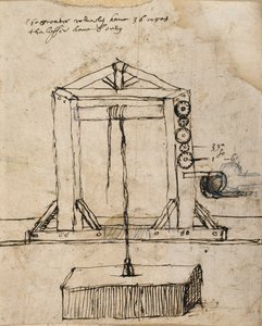 Diagram for a pulley lifting masonry (pen & ink on paper) بواسطة إنيجو جونز