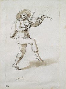 Man with viol (pen & ink on paper) بواسطة إنيجو جونز