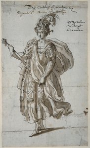 Queen Tomyris of the Massagetai, c.1609 (pen & ink on paper) بواسطة إنيجو جونز