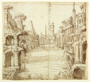 The Fallen House of Chivalry, c.1610 (pen & ink on paper) بواسطة إنيجو جونز