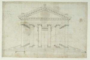 The Second Temple of Diana, c.1635 (pen & ink on paper) بواسطة إنيجو جونز