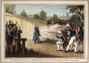 إعدام المارشال ميشيل ني بالقرب من حديقة لوكسمبورغ في 7 ديسمبر 1815 ، 1816 بواسطة الأبرياء لويس جوبود