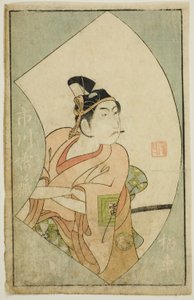 الممثل Ichikawa Raizo II ، من "A Picture Book of Stage Fans (Ehon Butai Ogi)"