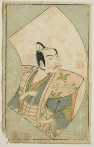 الممثل Ichikawa Yaozo II ، من "A Picture Book of Stage Fans (Ehon butai Oogi)" بواسطة إيبيتسوساي بانشو