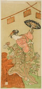 The Actor Iwai Hanshiro IV as Otatsu-gitsune in the Play Nue no Mori Ichiyo no Mato, Performed at the Nakamura Theater in the Eleventh Month, 1770 بواسطة إيبيتسوساي بانشو