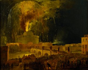 لا غيراندولا: الألعاب النارية في قلعة سانت أنجيلو في روما ، 1830.
