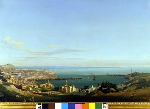 منظر جنوة. رسم إيبوليتو كافي ، حوالي عام 1840. جينات ، نيرفي. معرض الفن الحديث.