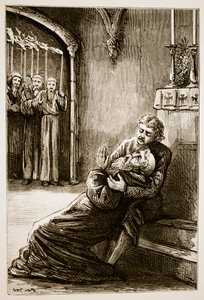وفاة القديس كولومبا ، من The Trias Thaumaturga ، أو ثلاثة قديسين عجائب في أيرلندا ، بواسطة ماري كوساك (1829-1899) المنشورة في 1890s بواسطة المدرسة الايرلندية