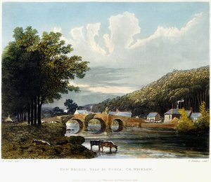 الجسر الجديد ، فيل أوف أوفوكا ، شركة ويكلو ، 1835 بواسطة المدرسة الايرلندية