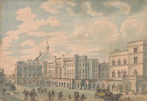 منظر مجلسي اللوردات والعموم من ساحة القصر القديم بواسطة Isaac Cruikshank