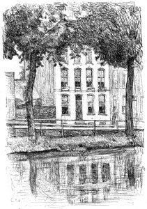 بيت اسرائيل ، منظر من الحديقة ، c1880-1882. بواسطة إسحاق إسرائيل