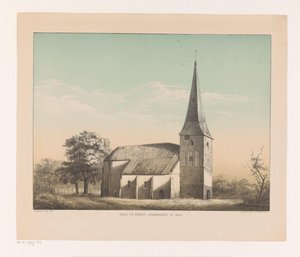منظر للكنيسة في إمين الكنيسة في إمين ، هُدمت عام 1855 (العنوان على القطعة) بواسطة إمريك وبينجر