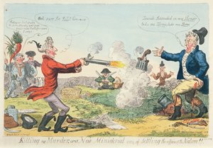 لم يقتلوا ، أو طريقة وزارية جديدة لتسوية شؤون الأمة! ، 1809 (النقش الملون) بواسطة إسحاق روبرت كروكشانك