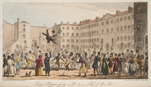 Surrey Collegians يعطي دفعة إلى أحد أطراف القانون ، من The English Spy ، لندن المنشورة ، 1824 بواسطة إسحاق روبرت كروكشانك