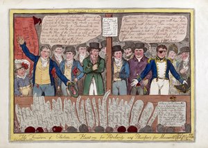 الحرية في الانتخابات أو الصيد من أجل الشعبية والسمك ل Maxwell ، حانة. همفري ، 1818 (نقش يدوي) بواسطة إسحاق روبرت كروكشانك