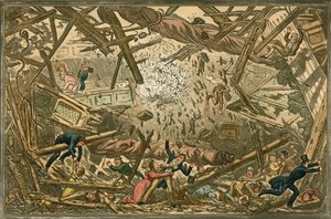 سقوط مسرح نيو برونزويك ، 28 فبراير 1828 بواسطة إسحاق وروبرت وجورج كروكشانك