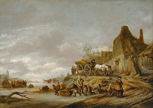 قناة جيله مع عربة تسير في مسار ... بواسطة Isaack Jansz van Ostade