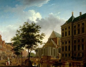الجزء الخلفي من Nieuwe Kerk و Town Hall ، أمستردام ، هولندا