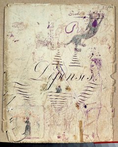 آرثر رامبو يساعد في موسم الحصاد. رسم إيزابيل رامبو بالحبر الأرجواني على ورقة مسودات كتاب النفقات بواسطة إيزابيل رامبو
