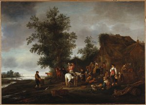 المسافرون ينعشون أنفسهم في حانة على ضفة النهر ، 1664