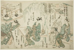 الاستمتاع بالبرودة المسائية في Ryogoku - مجموعة من ثلاثة (Ryogoku suzumi sanpukutsui) بواسطة إيشيكاوا تويونوبو