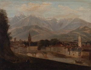 منظر غرونوبل ، سلسلة جبال بيلدون في الخلفية 1831 (زيت على قماش) بواسطة Isidore Dagnan