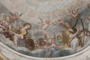 الملائكة ، الملائكة الموسيقار ، البوتوس ، تفاصيل الجنة مع الأب الأبدي ، 1623-34 (تفاصيل 3496185) بواسطة إيسيدورو بيانكي