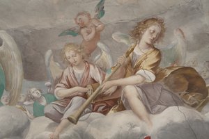 الملائكة ، الملائكة الموسيقار ، البوتوس ، تفاصيل الجنة مع الأب الأبدي ، 1623-34 (تفاصيل 3496185) بواسطة إيسيدورو بيانكي