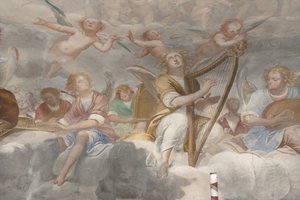 الملائكة ، الملائكة الموسيقار ، البوتوس ، تفاصيل الجنة مع الأب الأبدي ، 1623-34 (تفاصيل 3496185) بواسطة إيسيدورو بيانكي