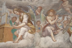 الملائكة ، الملائكة الموسيقار ، البوتوس ، تفاصيل الجنة مع الأب الأبدي ، 1623-34 (تفاصيل 3496185) بواسطة إيسيدورو بيانكي