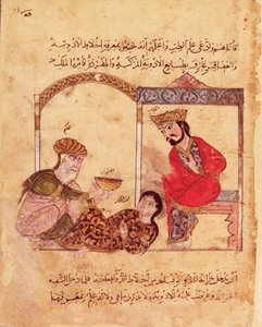 Ms.Arabe 3465 fol.78 استشارة طبية ، من كتاب كليلة ودمنة بواسطة مدرسة إسلامية