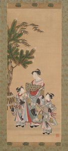 مومس ومرافقتان في يوم رأس السنة الجديدة ، كاليفورنيا. 1780s. بواسطة إيسودا كوريوساي