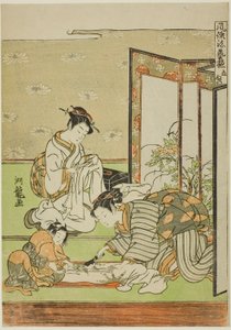 القص والخياطة (Tachinui) ، من سلسلة "مجموعة من الإنجازات العصرية (Furyu shogei zukushi)" بواسطة إيسودا كوريوساي