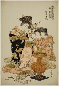 سايوجينو من Yotsumeya ، من سلسلة "عارضات الأزياء: تصميمات جديدة مثل الأوراق الصغيرة (Hinagata wakana hatsu moyo)" بواسطة إيسودا كوريوساي