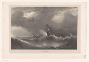 السفن في بحر هائج Gros-Temps (العنوان على الكائن) لوحات من مجموعة القصر الملكي (عنوان السلسلة) Galerie du Palais Royal (عنوان السلسلة على الكائن) بواسطة تشارلز إتيان بيير موت