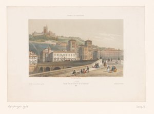 منظر لبونت تيلسيت وكاتدرائية سان جان في ليون ليونز. Vue du Pont de Tilsitt et de la Cathédrale (العنوان على الجسم) وجوه صغيرة في فرنسا (عنوان المسلسل) فرنسا والمنمنمات (عنوان السلسلة على الكائن)