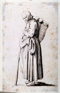 Figure with Basket (pen & brown ink on paper) بواسطة جون كونستابل
