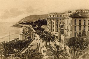 سان ريمو ، ممشى الإمبراطورة (صورة بالأبيض والأسود) بواسطة مصور إيطالي