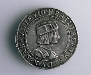 4-عملة التستون (الوجه) لفيليبيرت الثاني من سافوي (1497-1504) ، القرن 15-16 (الفضة) (للخلف انظر 165733) بواسطة المدرسة الايطالية