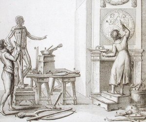 أستوديو النحات ، حوالي 1800 (نقش) بواسطة المدرسة الايطالية