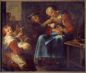 A sleeping old filmmaker surrounded by children Painting from the Italian School. 17th century Laon, Museum of Fine Arts بواسطة المدرسة الايطالية