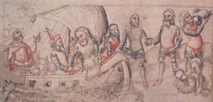 أضف 15477 الصفحة 2 ، غادر جايسون في رحلته ، من "Liber de Casu et Ruina Trojae" للمخرج Guido de Columnis (ورق الرق) بواسطة المدرسة الايطالية