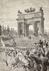 Allied troops entering Milan through the Peace arch, June 7 بواسطة المدرسة الايطالية