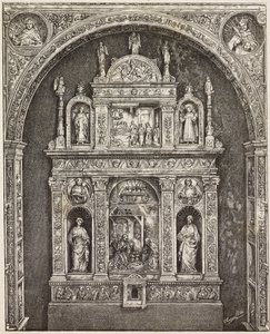 Altar in St Cita church, by Antonello Gagini, Palermo, Italy, engraving from drawing by G Cavallotti, from L