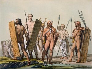 يرتدي المحاربون سلتيك القدماء للمعركة ، مع شامان ، c.1800-18 بواسطة المدرسة الايطالية