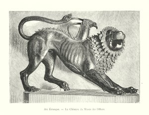 فن إتروسكان ، The Chimera of the Uffizi Museum (نقش) بواسطة المدرسة الايطالية