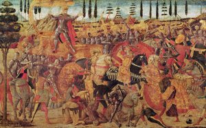 المعركة بين داريوس (399-330 قبل الميلاد) والإسكندر الأكبر (356-323 قبل الميلاد) (زيت على لوح) بواسطة المدرسة الايطالية