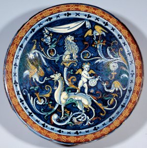 كأس الخزف Cafaggiolo يزين حيوانات رائعة. 1510-1520 باريس ، متحف اللوفر بواسطة المدرسة الايطالية